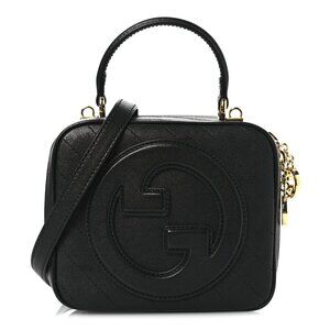 Gucci Sakai Be Green Calfskin Diagonal Stitched Blondie Top Handle Bag Black